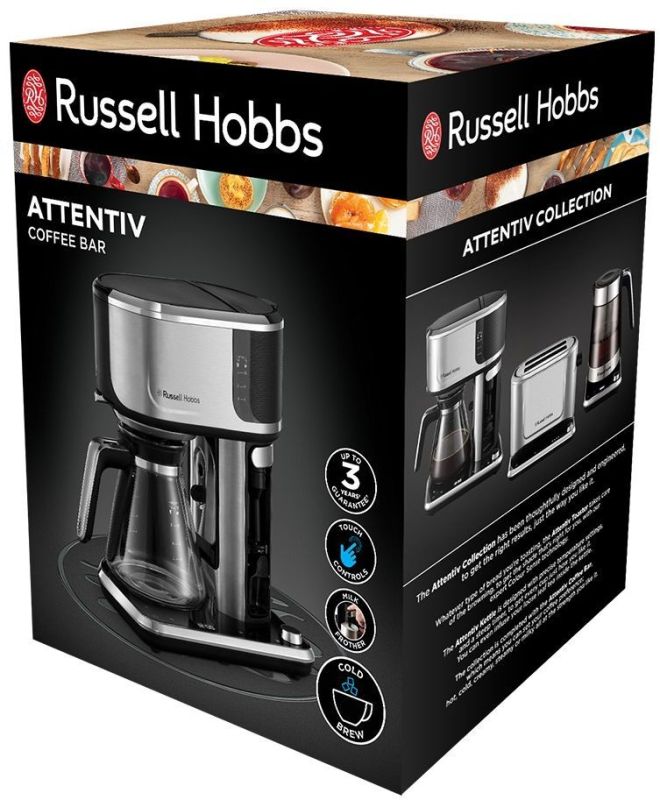 Кофеварка Russell Hobbs капельная Attentiv Coffee Bar 1.5л, молотый, LED-дисплей, черно-металл