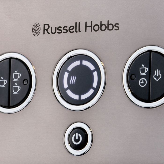 Кофеварка Russell Hobbs рожковая Distinctions Titanium 1.1л, молотый + чалды, серебристый