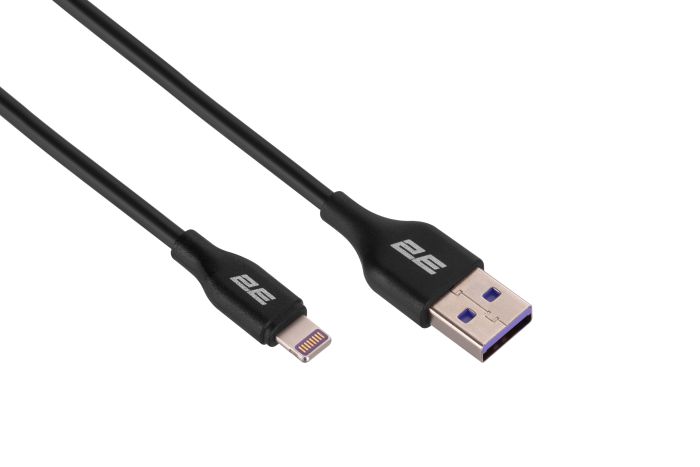 Кабель USB-A > Lightning зарядки/синхронизации 2E, 1м, Glow, черный