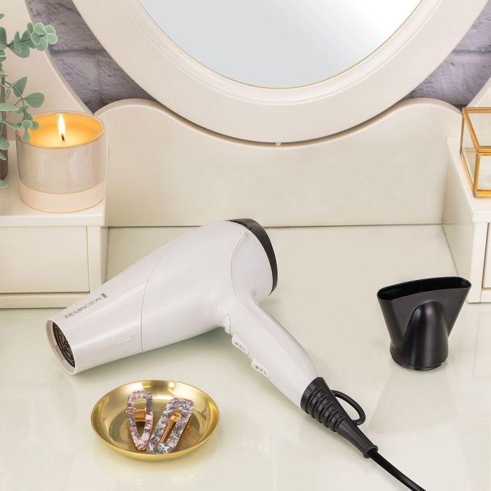 Фен Remington Ionic Dry, 2200Вт, 3 режими,турмалінова іоніз-я, хол. обдув, білий