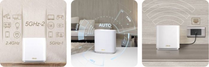 Система WiFi-Mesh ASUS ZenWiFi XT9 AX7800, 3xGE LAN, 1x2.5GE WAN, 1xUSB 3.2, 1 мод, білий