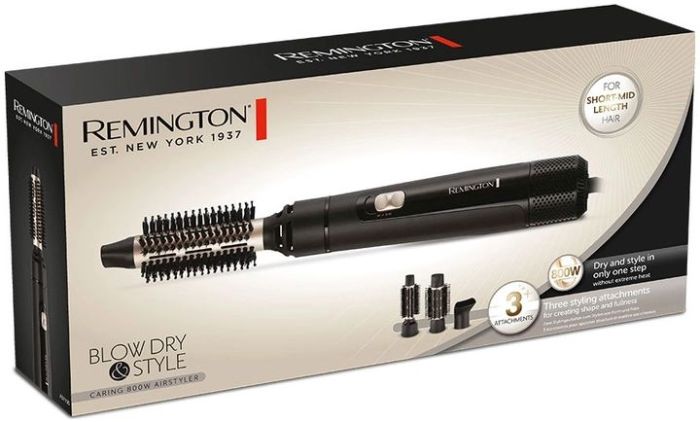 Фен-щітка Remington Blow Dry & Style Caring, 800Вт, 2 режими, іонізація, хол. обдув, кераміка, чорний