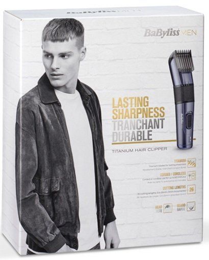 Машинка для стрижки  Babyliss, сеть+акум., вибрационный мотор, насадок-1, кейс, титан.напыл., серый
