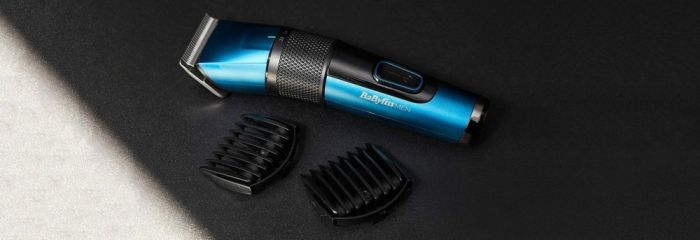 Машинка для стриження  Babyliss, мережа+акум., вібраційний мотор, насадок-8, кейс, титан.напил., синій