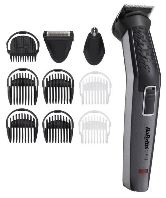 Набір для стрижки Babyliss, для бороди, вусів, голови, носа і тіла, акум., вібраційний мотор, насадок-9, сталь, сірий