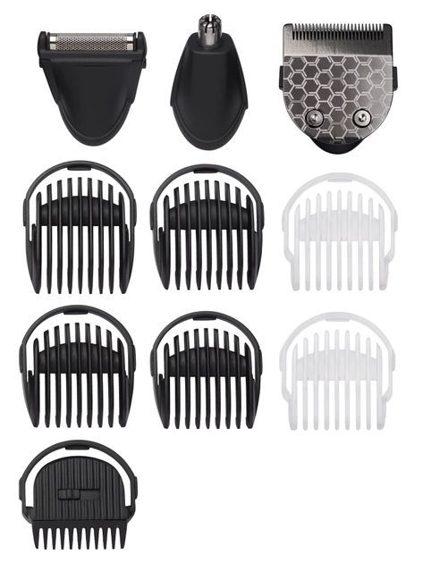 Набір для стрижки Babyliss, для бороди, вусів, голови, носа і тіла, акум., вібраційний мотор, насадок-9, сталь, сірий