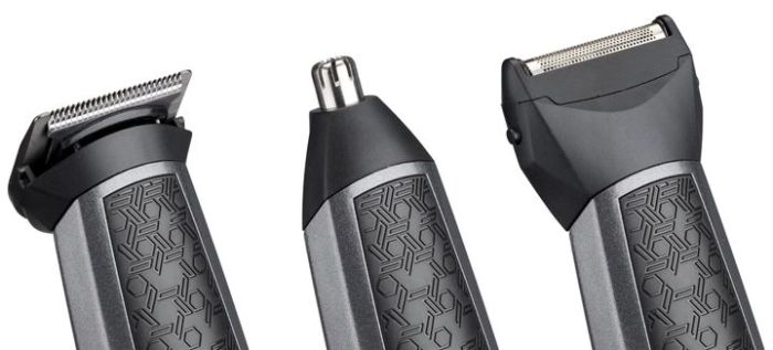 Набір для стрижки Babyliss, для бороди, вусів, голови, носа і тіла, акум., вібраційний мотор, насадок-9, сталь, сірий