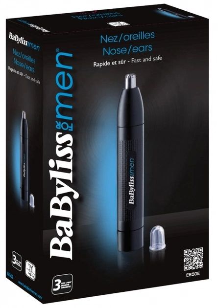 Тример Babyliss, для носа, батарейки АА, в компл., сталь, синій