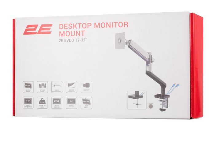 Крепление монитора настольное 2E Evdo USB3.0 хаб