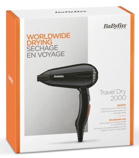 Фен Babyliss дорожній, 2000Вт, 2 режими, складне руків'я, чорний