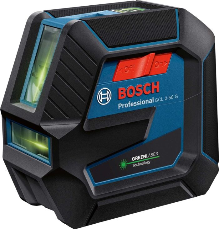 Нивелир лазерный Bosch GCL 2-50 G, до 15м, ±0.3мм/м, в чемодане с держателем RM 10, зажимом DK 10, чехлом, мишенью, 0.58кг