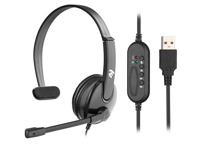 Гарнітура ПК моно On-ear 2E CH12 USB, omni-mic, 2м, чорний