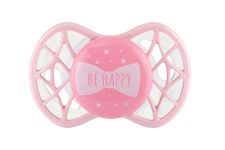 Пустушка Nuvita Air55 Cool 0міс+, симетрична, з ковпачком, BE HAPPY рожевий кварц