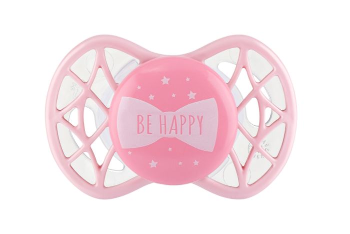 Пустышка Nuvita 7065 Air55 Cool симметрическая 0m+ "BE HAPPY" цвет "розовый кварц"
