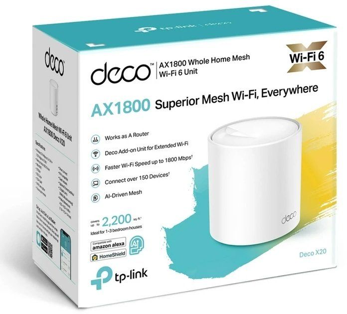Система WiFi-Mesh TP-LINK Deco X20 AX1800, 1xGE LAN, 1xGE WAN, 1мод