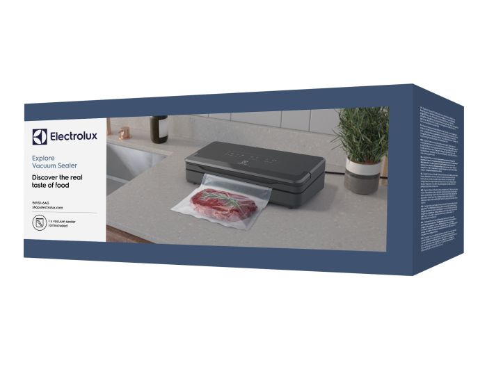 Вакууматор Electrolux для рулонов, пакетов, контейнеров, 120Вт, 30см, электронное управл., +1 рулон, пластик, серый