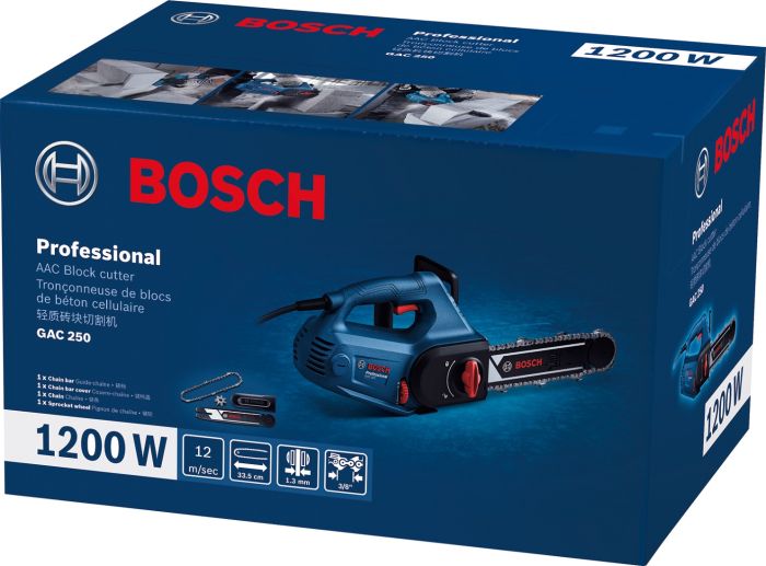 Пила для газобетонных блоков Bosch Professional GAC 250, 1200Вт, 330мм, 3/8, 5000об/мин, 4.7кг