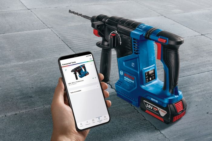 Перфоратор аккумуляторный Bosch GBH 187-LI, SDS-Plus, 18В, 2х5А•ч, 2.4Дж, кейс, 2.9кг
