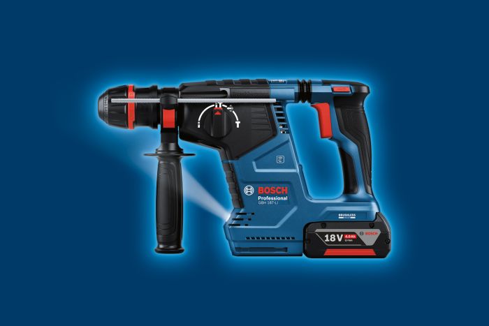 Перфоратор аккумуляторный Bosch GBH 187-LI ONE Chuck, SDS-Plus, 18В, акб 2х5А•ч, 2.4Дж, 2.9кг