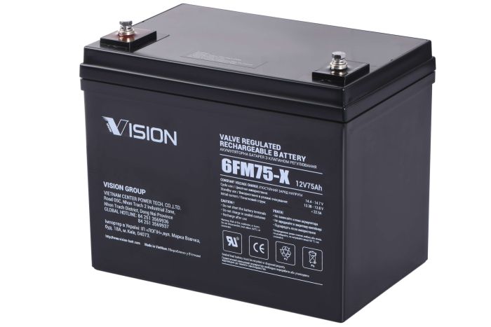 Акумуляторна батарея Vision FM, 12В, 75А•год, AGM