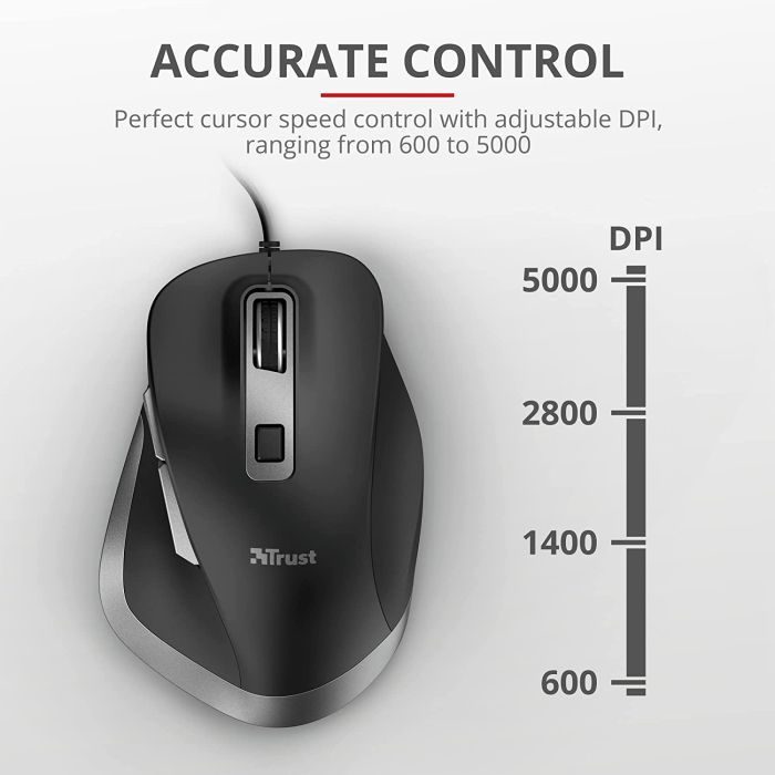 Мышь Trust Fyda Comfortable ECO, USB-A, Чорно-сірий