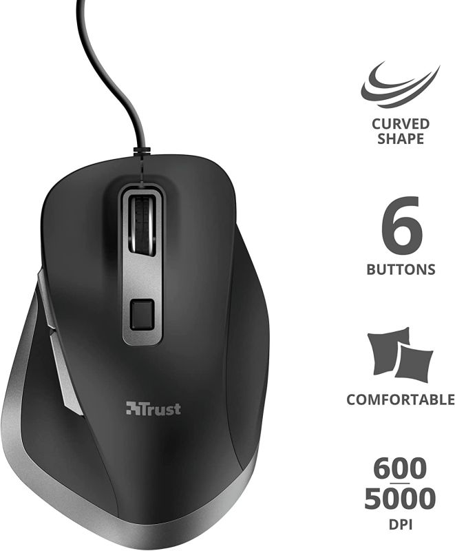 Мышь Trust Fyda Comfortable ECO, USB-A, Чорно-сірий