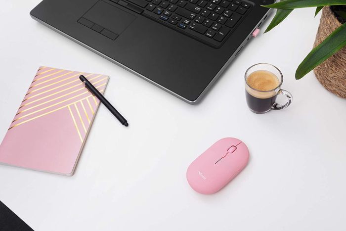 Мышь Trust Puck Rechargeable,  Ultra-Thin,  BT/WL,  Silent, Рожевий