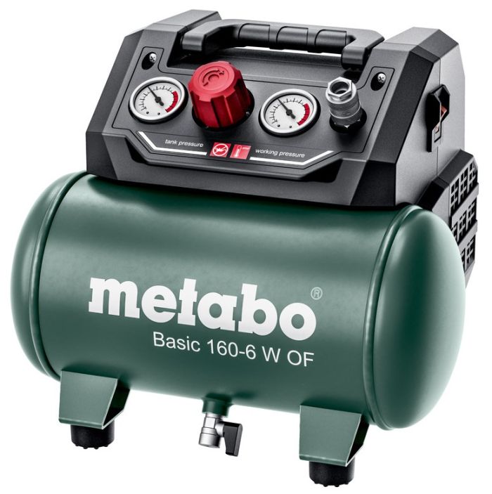 Компрессор воздушный Metabo BASIC 160-6 W OF безмасляный, 900Вт, 6л, 160л/мин, 8бар, 8.4кг
