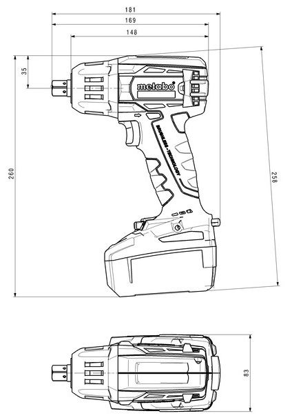 Гайковерт ударний акумуляторний Metabo SSW 18 LTX 400 BL 18В 2150об/хв 620Нм 1.3кг без АКБ та ЗП