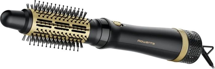 Фен-щетка Rowenta Express Style, 800Вт, режимов-3, иониз-я, хол. обдув, керамика, турмалин, черно-золотой
