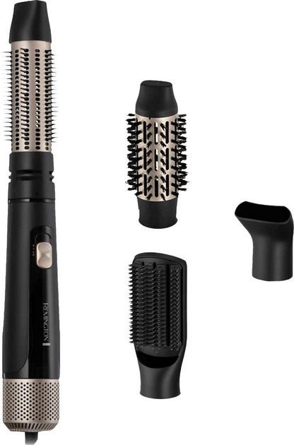 Фен-щітка Remington Blow Dry & Style Caring, 1000Вт, 2 режими, іоніз-я, хол. обдув, чохол, кераміка, чорно-золотий