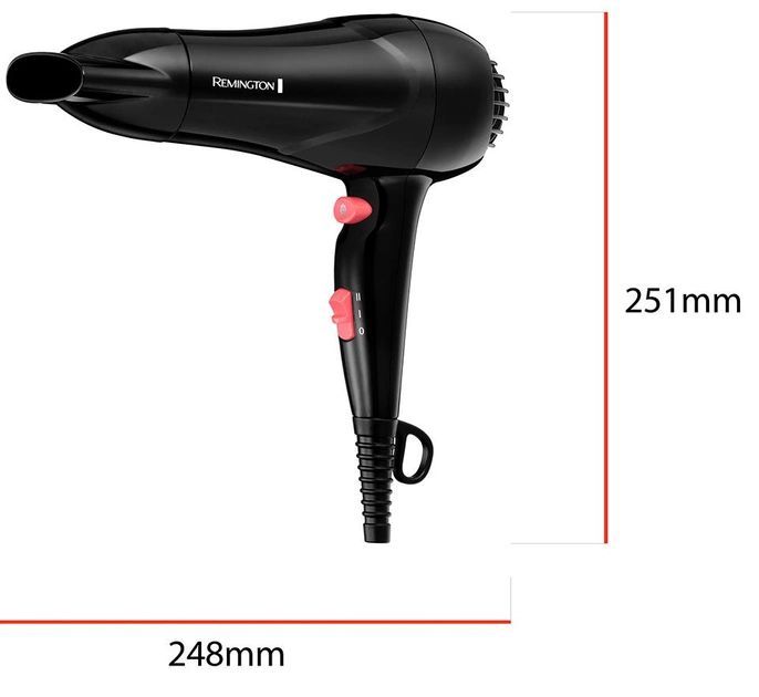 Фен Remington MyStylist, 1900Вт, 2 режими, іоніз-я, хол. обдув, чорний