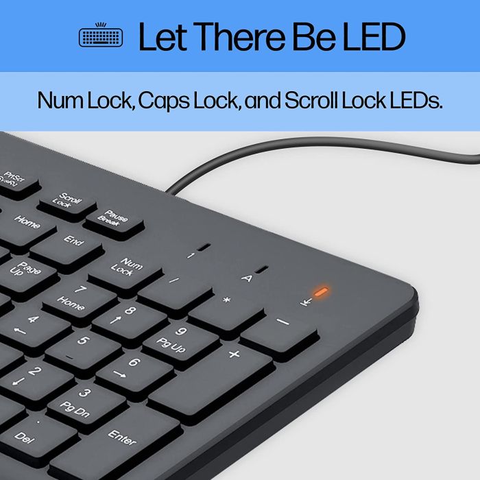 Клавиатура мембранная HP 150, 104key, USB-A, EN/RU, чорний