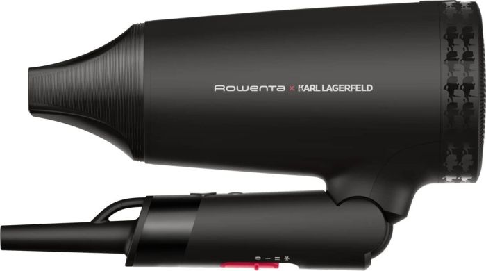 Фен Rowenta Karl Lagerfeld Express Style дорожній, 1600Вт, 2 режими, хол. обдув, складна ручка, чорний