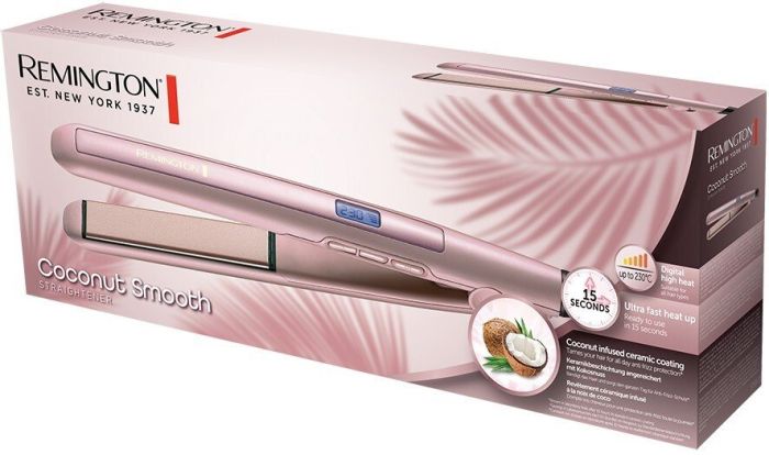 Випрямляч Remington Coconut Smooth, 47Вт, темп.режимів-9, 150-230С, дисплей, кераміка, рожевий
