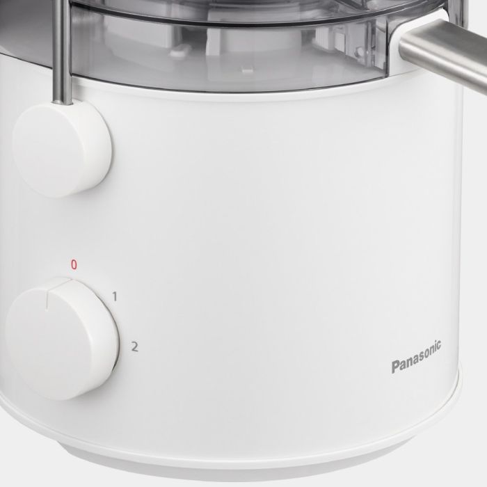 Соковитискач Panasonic відцентрований 1000Вт, чаша-1.5л, жмих-2л, жолоб на ціле яблуко, пластик/метал, білий
