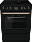 Плита Gorenje электрическая стеклокерамическая, 71л, 60x60см, дисплей, программатор, приготовление с паром, черный матовый