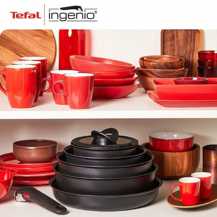 Набір посуду Tefal Ingenio Daily Chef, змінна ручка, 8предметів, алюміній, бакеліт, силікон, скло, чорний