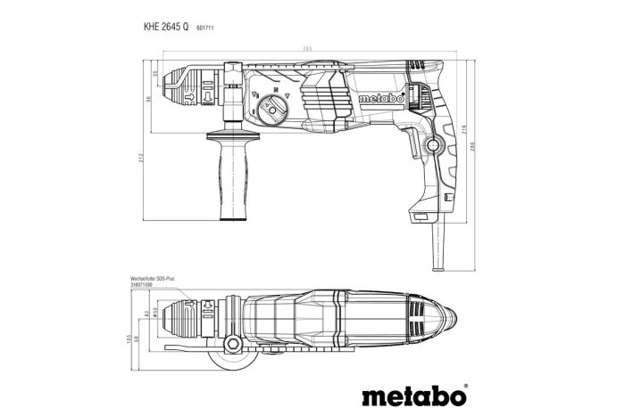 Перфоратор Metabo KHE 2645 Q SDS-plus 850Вт 2.9Дж 3.1кг