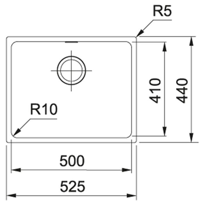 Кухонна мийка Franke Sirius, тектонайт, врізна, без крила, чаша-1, 525х440х200, SID 110-50, сірий