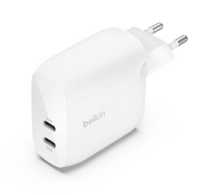 Зарядний пристрій мережевий Belkin 60Вт 2хUSB-С PD PPS, білий