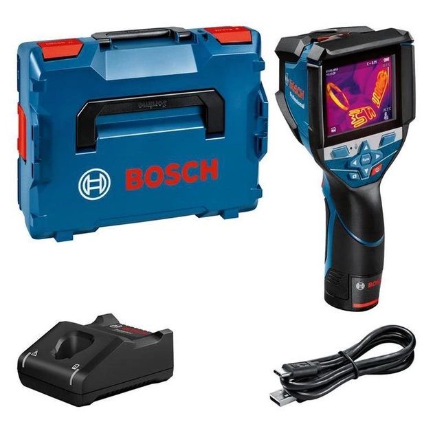 Термодетектор Bosch GTC 600 C, аккумуляторный 12В, акб 2Ач, -10град. до +600град., ±2 град., чувствительность <=50 мК, IP54, + L-boxx, 0.6 кг