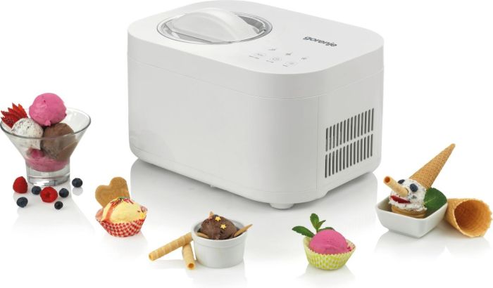 Мороженица Gorenje 100Вт, чаша-1л, время приготовл.-30мин, пластик, бело-серый