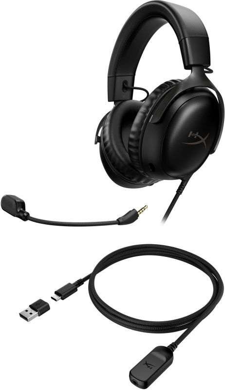 Гарнітура ігрова HyperX Cloud III, mini-jack/USB-A/USB-C, 1.2м/1.3м, чорний