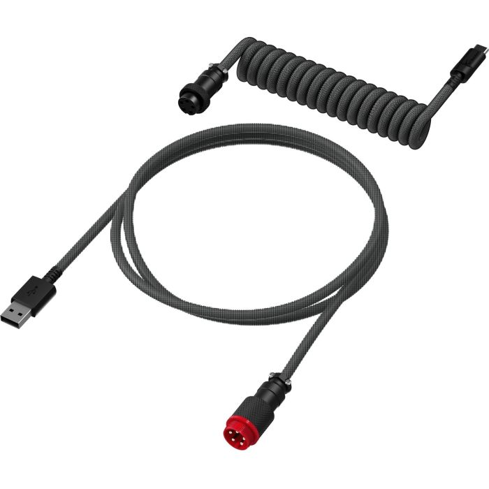 Кабель заряджання/синхронізації HyperX USB-A > USB-C, спіральний, 1.37м, сіро-чорний