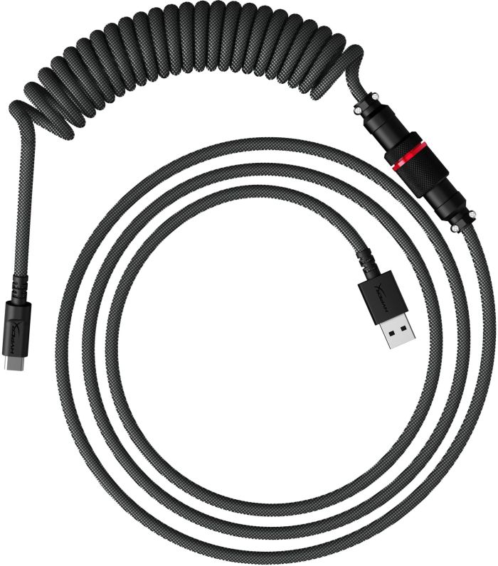Кабель заряджання/синхронізації HyperX USB-A > USB-C, спіральний, 1.37м, сіро-чорний