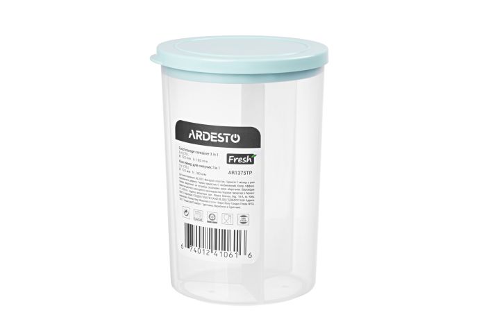Контейнер для зберігання харчових продуктів 3 в 1 ARDESTO Fresh, 3х0.75л, пластик, блакитний