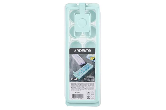 Форма для льоду з кришкою Ardesto Fresh Cylinder, 27х9.5х3.8см, силікон, пластик, блакитний