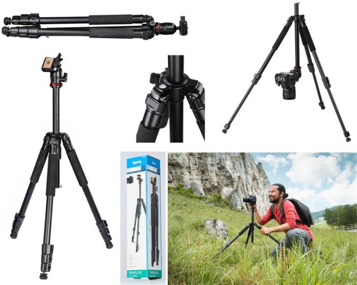 Трипод фотоапарата Hama Traveller-163, шаровидный, 47-163см, черный
