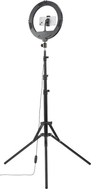 Трипод смартфону Hama Steady-120 V2, кулястий, 185см, Bluetooth, зі світлодіодним кільцем, чорний
